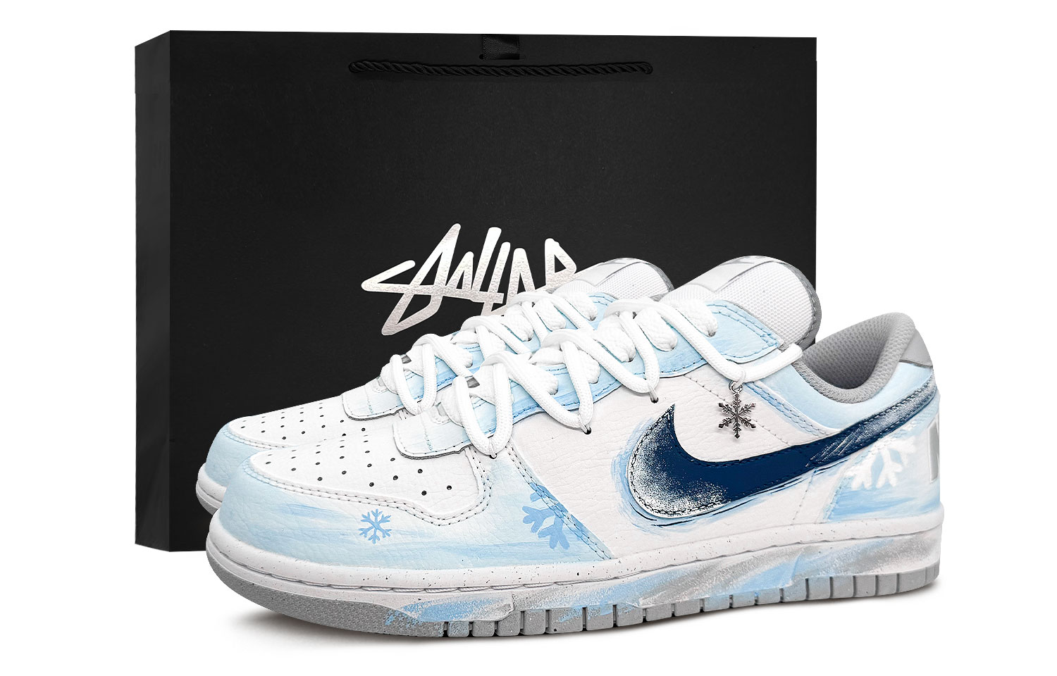 

Nike Большие низкие скейтбордистские кроссовки для мужчин, сине-белый