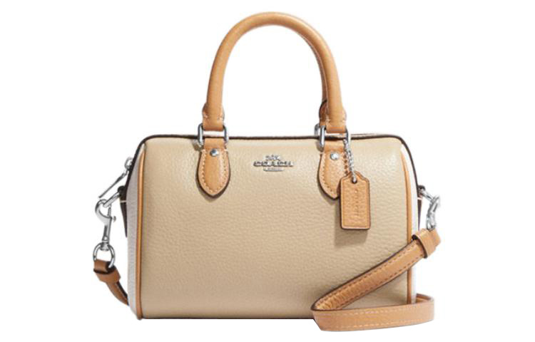 

COACH Сумка женская малая из кожи коровьей ряби бежево-желтая