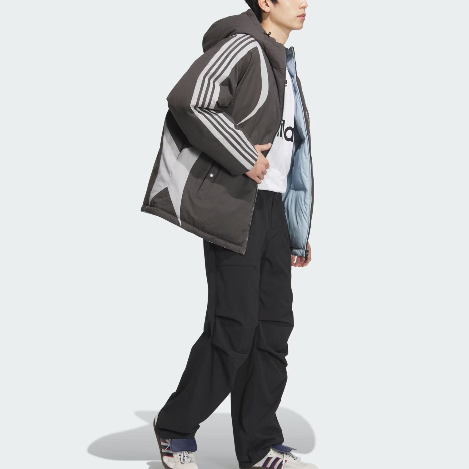 Стеганая куртка мужская темно-серый Adidas Originals — фото 4