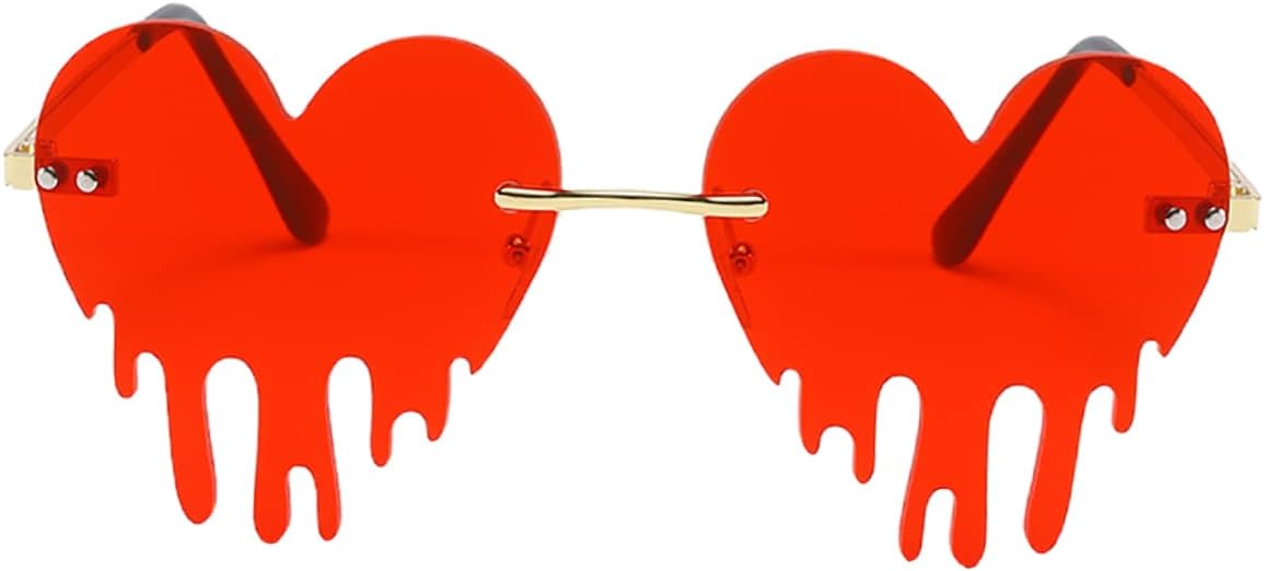 

SAFIGLE 1 пара стильных солнцезащитных очков в форме сердца для пляжа и активного отдыха на природе. Изящный дизайн без оправы. Прочные модные очки для вечеринок у бассейна и путешествий. Цветные линзы