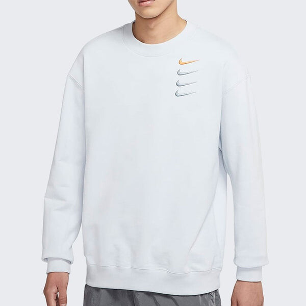 Толстовка Men's Nike French Terry Swoosh 4 Embroidered Round Neck Sports Pullover Autumn White Gold Color, белый — фото 4