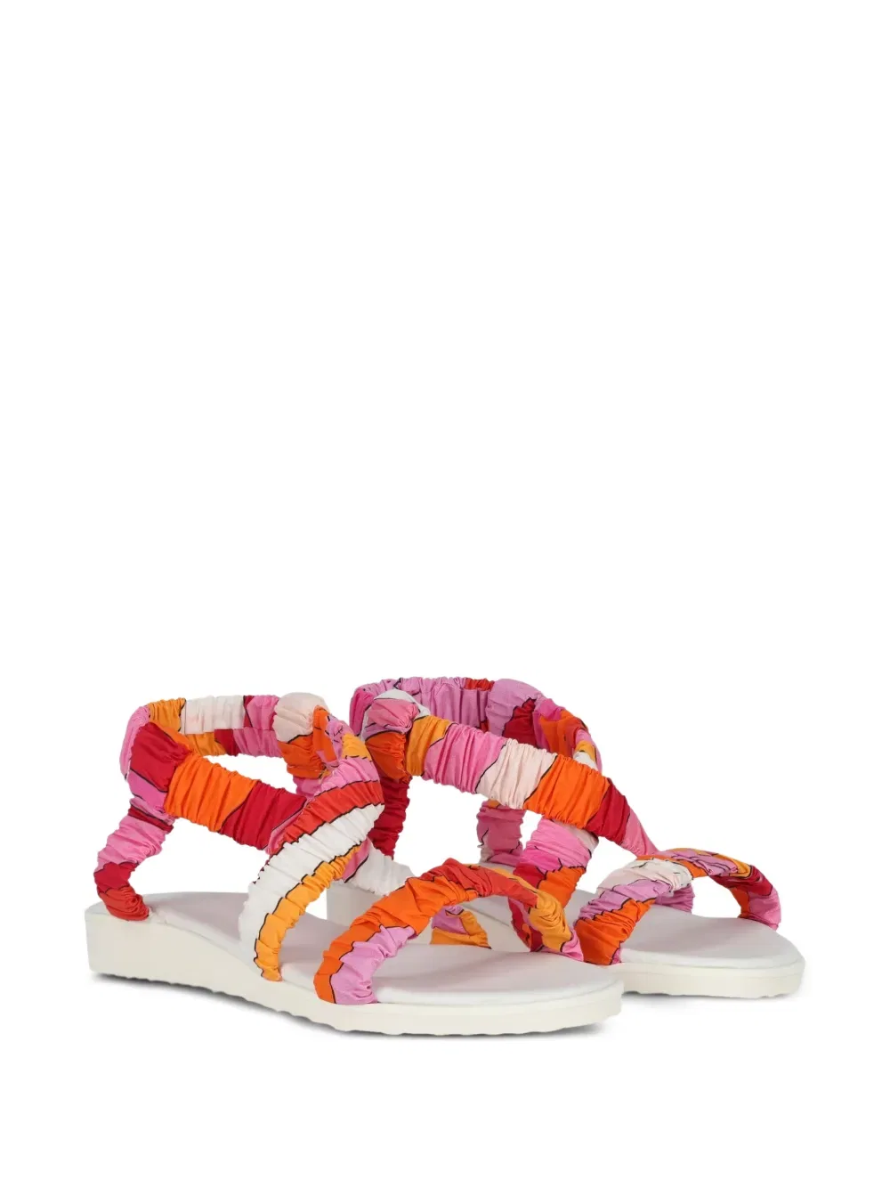 Сандалии с открытым носком и узором Pucci Junior, розовый