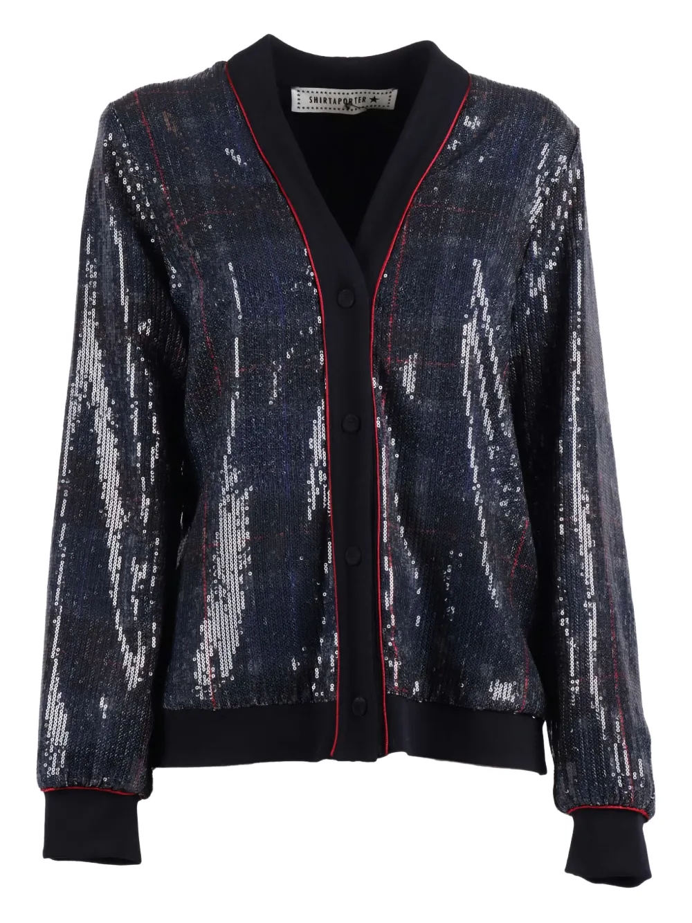 

Кардиган в тартановую клетку с пайетками Shirtaporter, синий