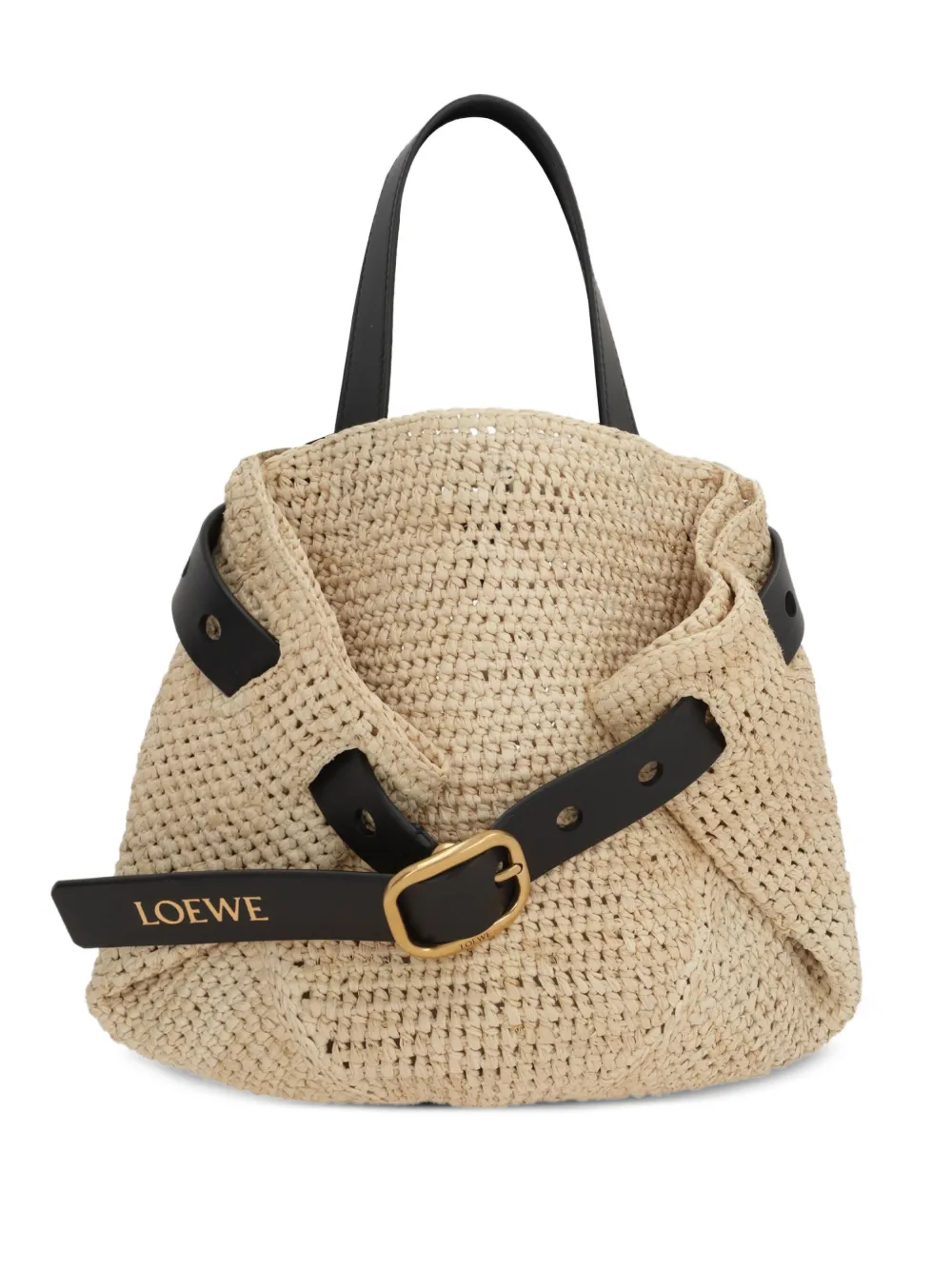 

Мини-сумка через плечо Punch Hole из рафии LOEWE, нейтральный