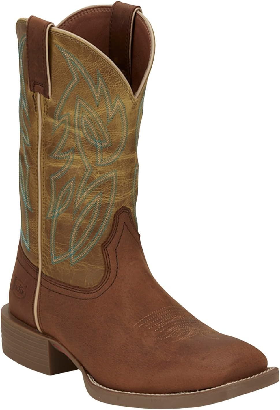 

Мужские ковбойские сапоги Justin Canter 11, полностью из зернистой кожи, с плетеной подкладкой, квадратным носком, подошвой из нескользящей резины, Brandy