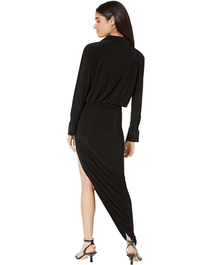 

Платье Norma Kamali Boyfriend NK Shirt Side Drape Gown, черный