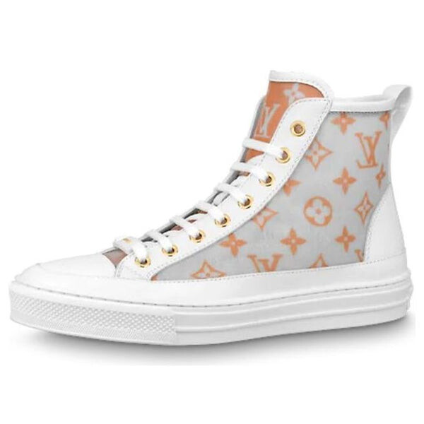 Кроссовки stellar ankle sneakers 'white grey orange' Louis Vuitton, серый