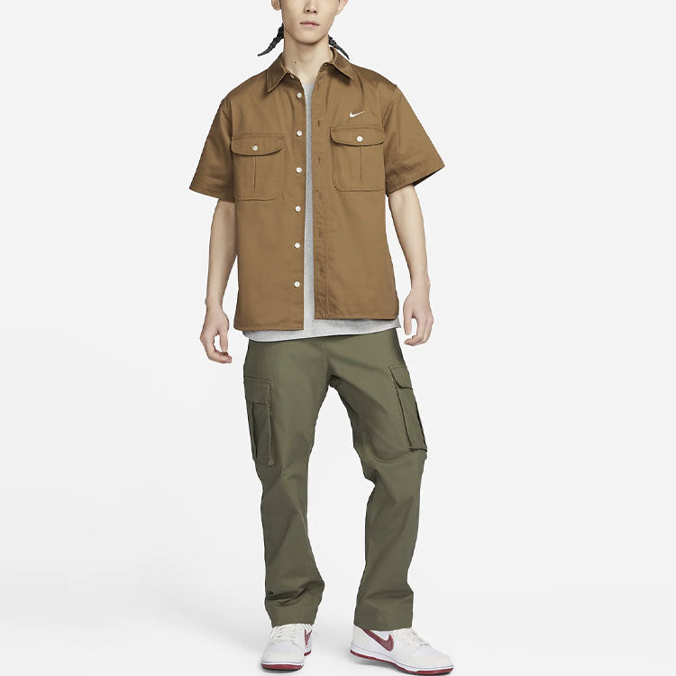Рубашка Nike SB Short Sleeve Woven Skate Button Up Shirt 'Tan' DV9076-270, желто-коричневый — фото 3