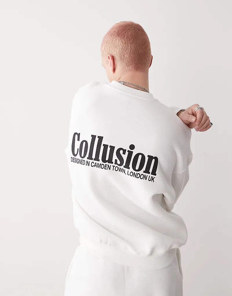 

COLLUSION толстовка с круглым вырезом цвета экрю с принтом (часть комплекта)