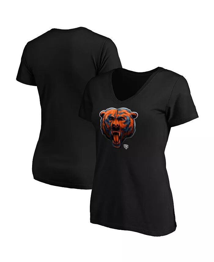 

Женская черная футболка с V-образным вырезом и логотипом талисмана Chicago Bears Midnight Fanatics