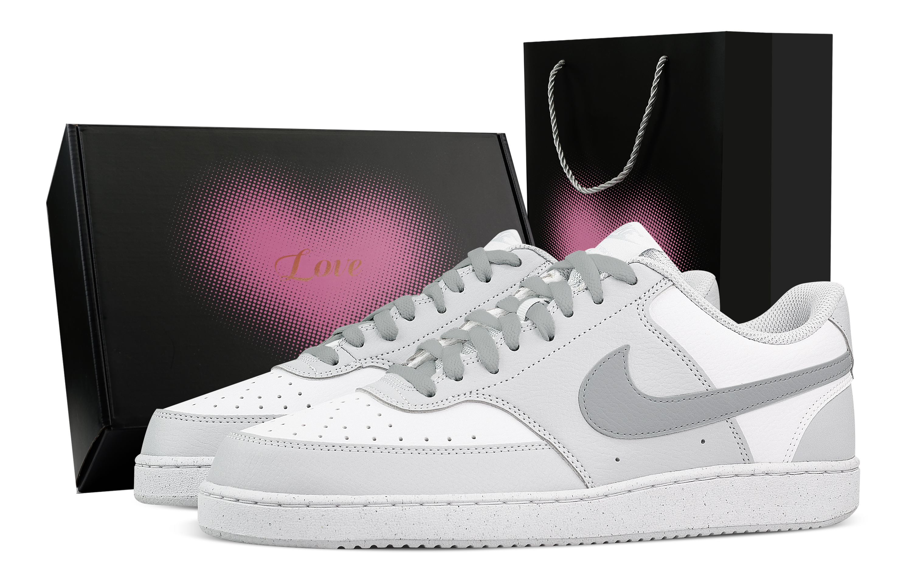 

Nike Кроссовки Court Vision Deep Sea Gull Gray Heart Box с низким верхом, устойчивые к истиранию, для скейтбординга, белые, серые