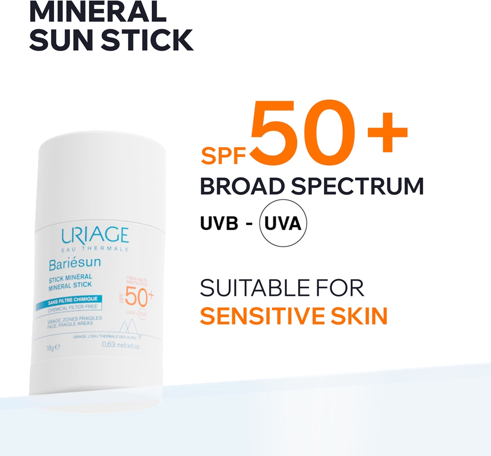 Bariésun mineral stick spf 50+ минеральный защитный карандаш spf 50+ Uriage, 18 гр — фото 2