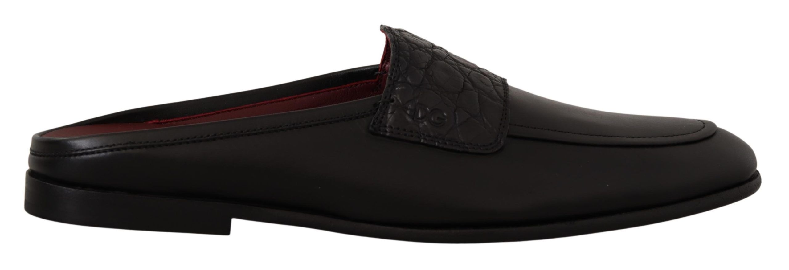 

Изысканные черные и бордовые кожаные шлепанцы Dolce & Gabbana