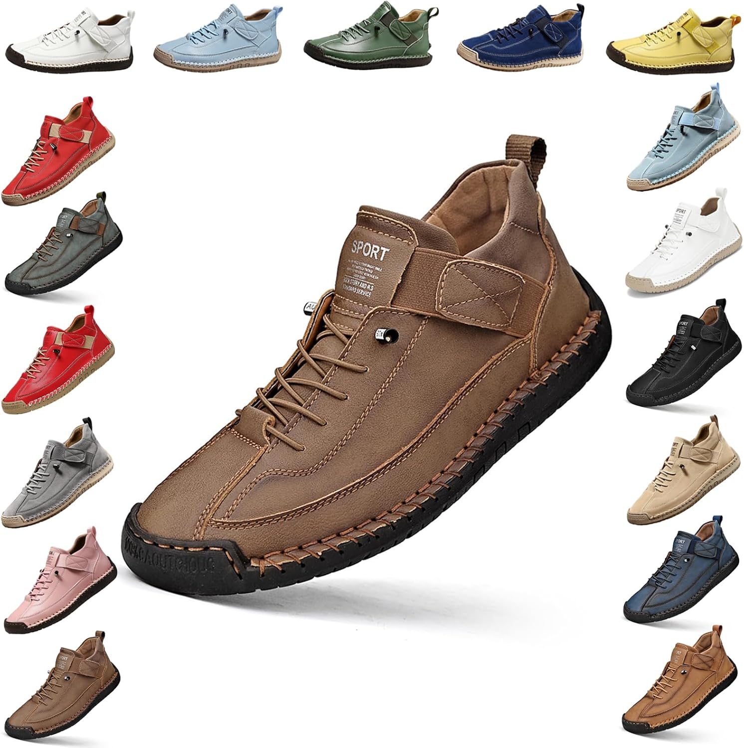 

YTINGNICE Унисекс ортопедические ботинки на щиколотку, ручная работа, кожа с липучкой, поддержка свода стопы, обувь для ходьбы без шнурков, хаки