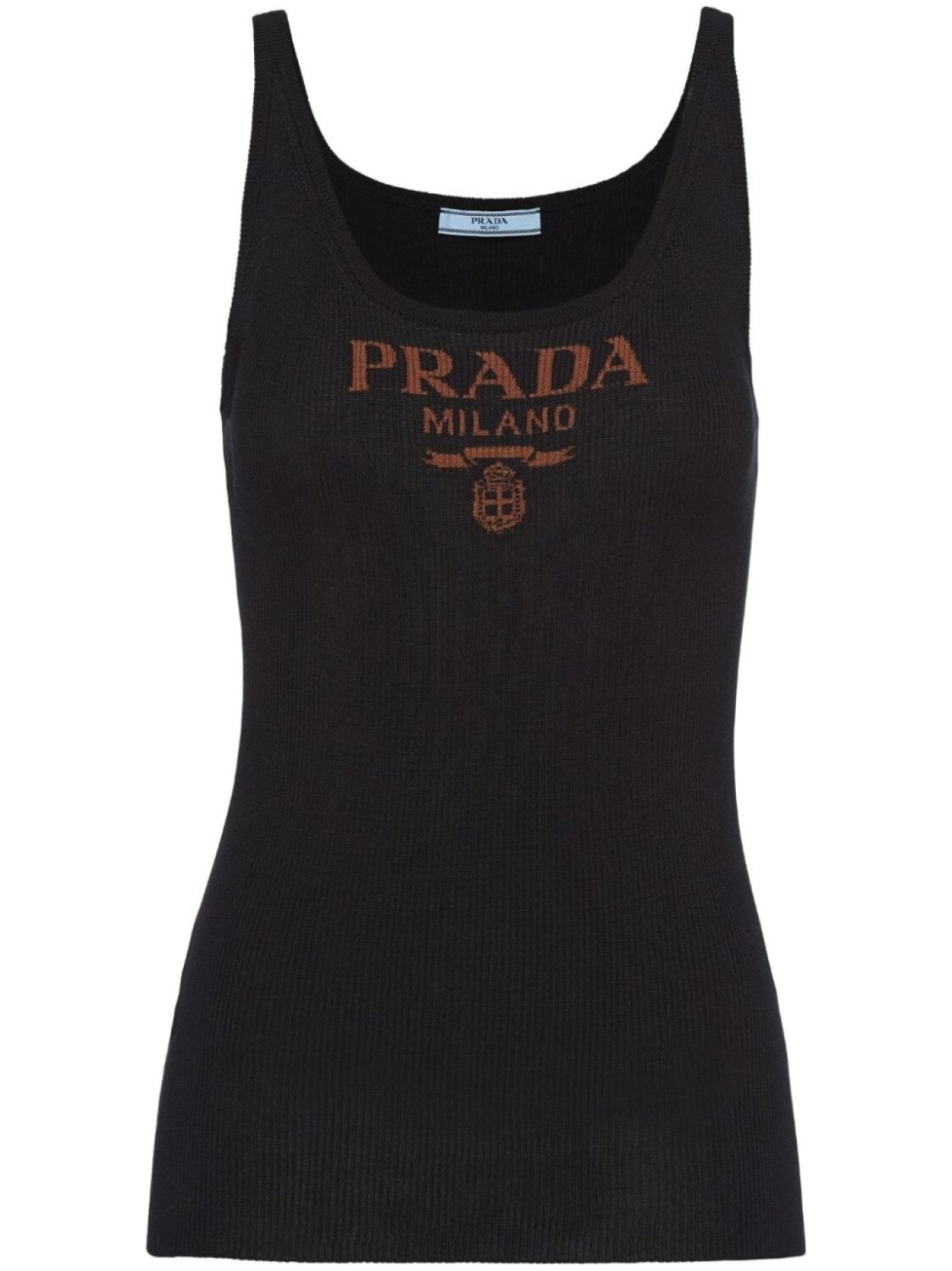 

Prada топ без бретелей с логотипом, черный