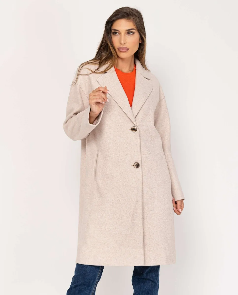 

Женское оверсайз пальто с опущенным рукавом и лацканами Fsh, бежевый