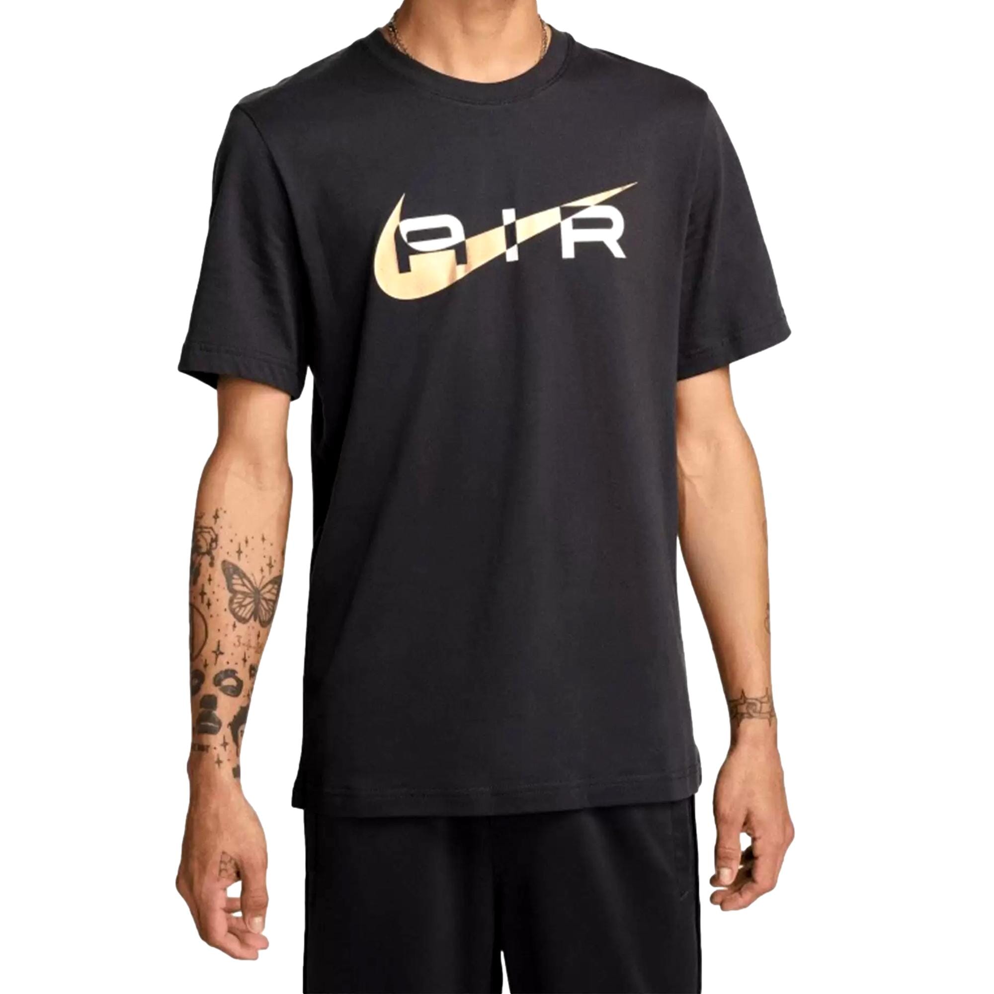 

Футболка Nike Sportswear Swoosh Air Graphic черная/золотая FN7704-070 для мужчин