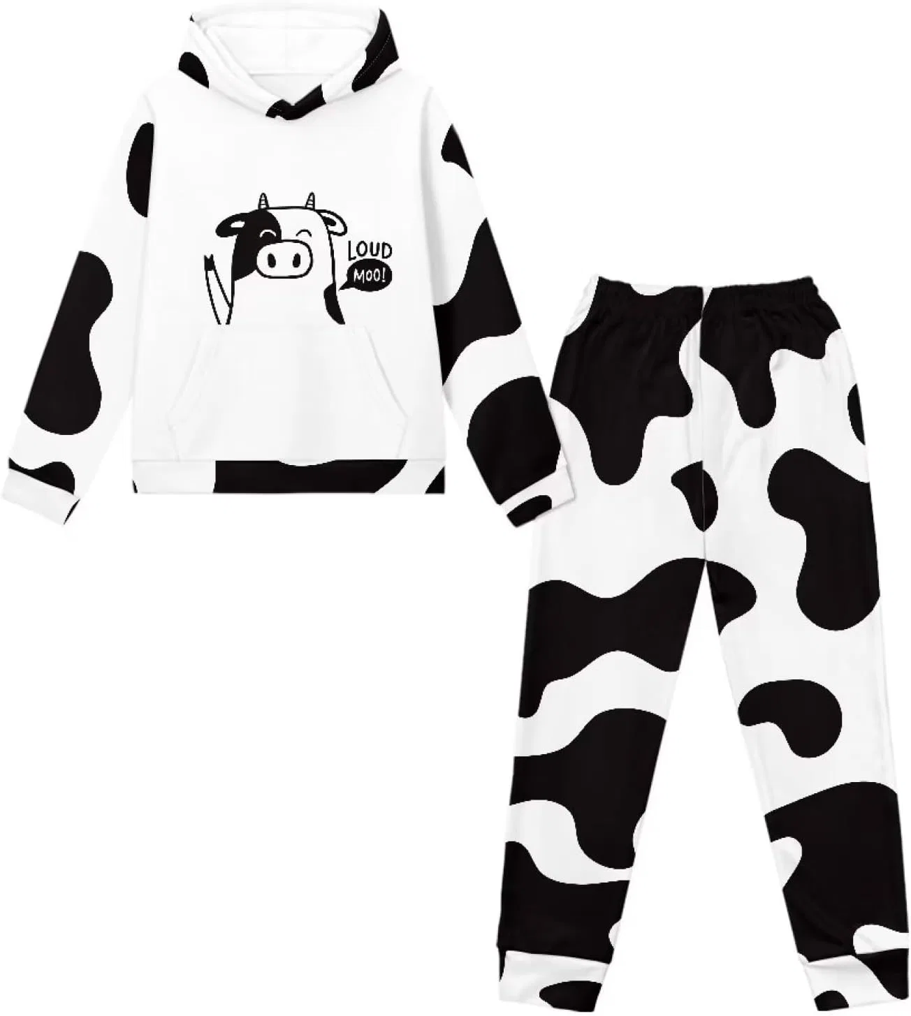 Детский спортивный костюм с капюшоном doginthehole, 2 предмета, Cute Cow Pattern