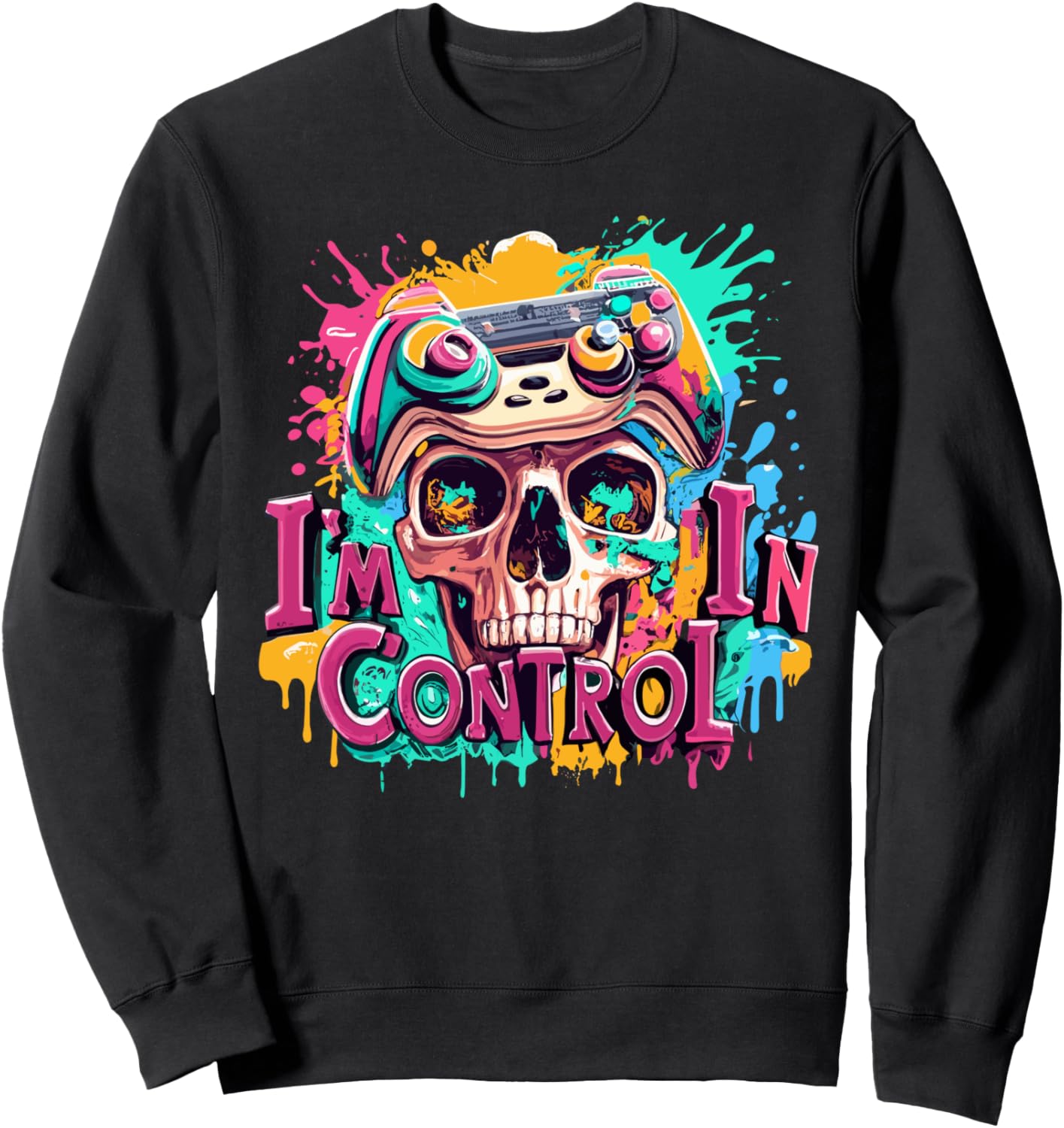 

Подарки для геймеров: толстовка с нарисованным черепом Video Game Controller Control All The Things, черный
