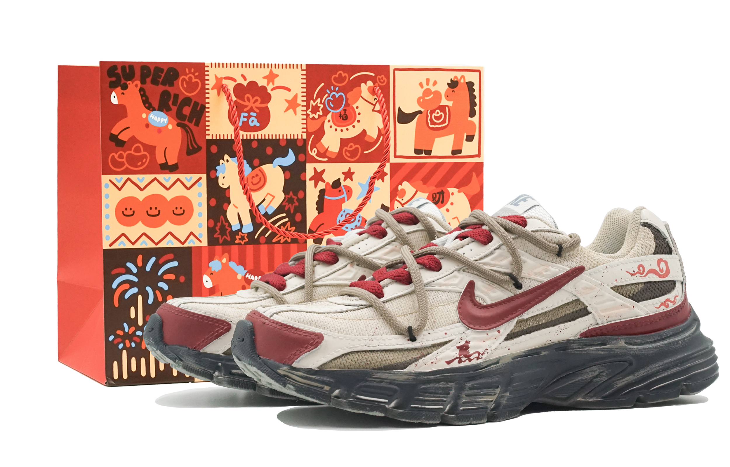 

Nike Беговые кроссовки Unisex низкие с амортизацией Initiator, нескользящие, устойчивые к истиранию, цвет beige red