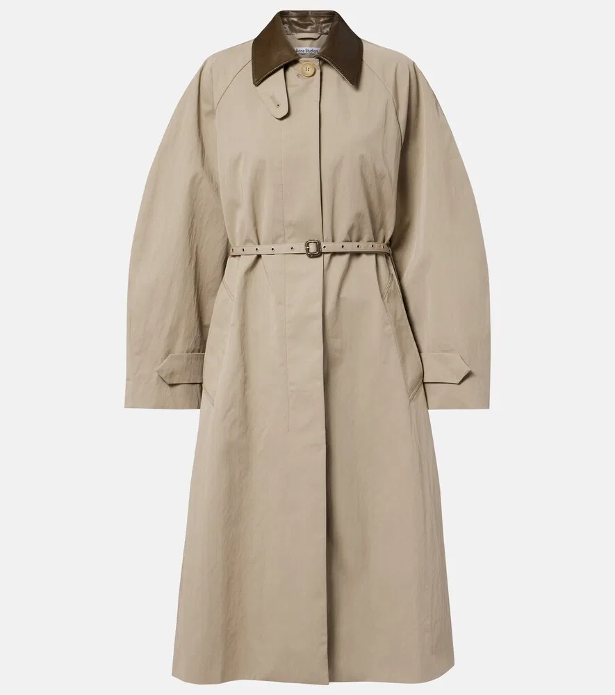 Технический тренч из смесовой хлопковой ткани Acne Studios, бежевый