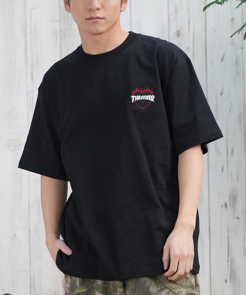 

Футболка с коротким рукавом, вышивка THRASHER, унисекс, Murasaki Sports, черный