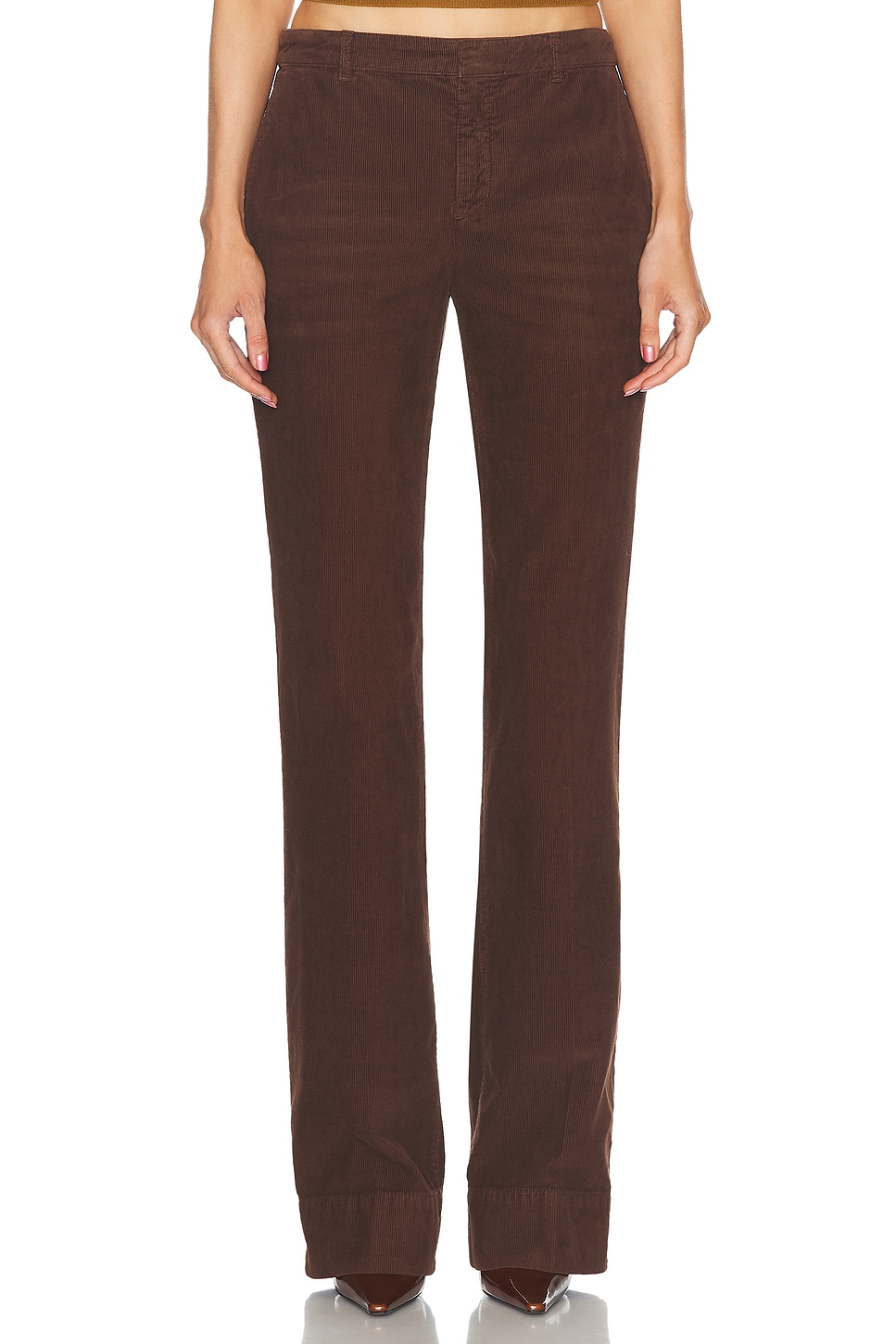 

Брюки с вырезом Saint Laurent, цвет Bitter Chocolate