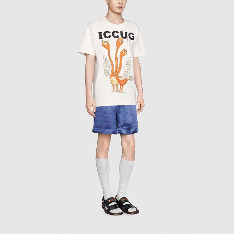 Футболка Gucci Men's SS21 Round Neck Printing Short Sleeve, кремовый — фото 4