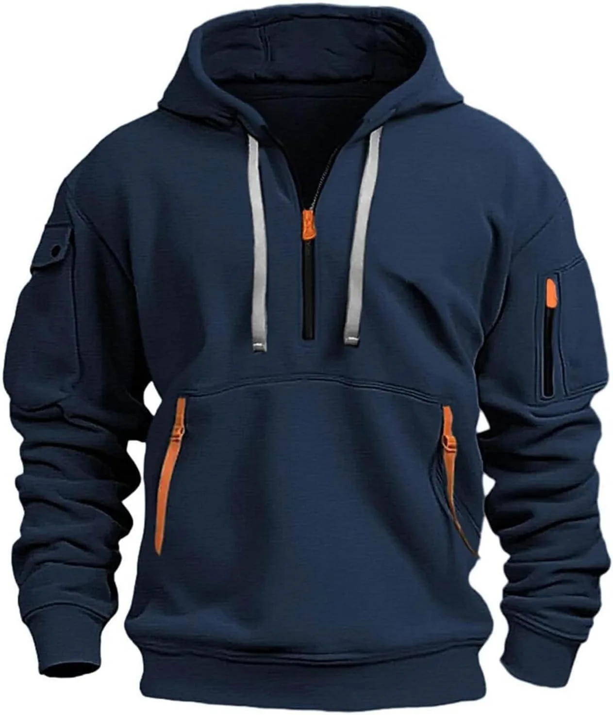 

Мужская толстовка с капюшоном и карманом, Quarter Zip, для тренировок