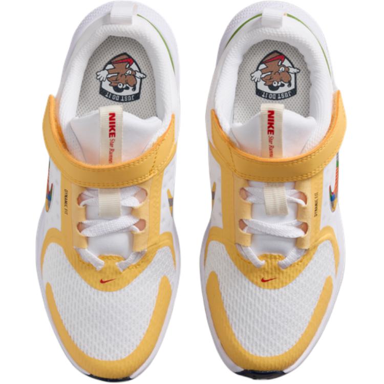 Кроссовки для бега Star Runner 5 Rebound Breathable Support с низким верхом для детей от 3 до 7 лет Nike, белый/желтый — фото 4