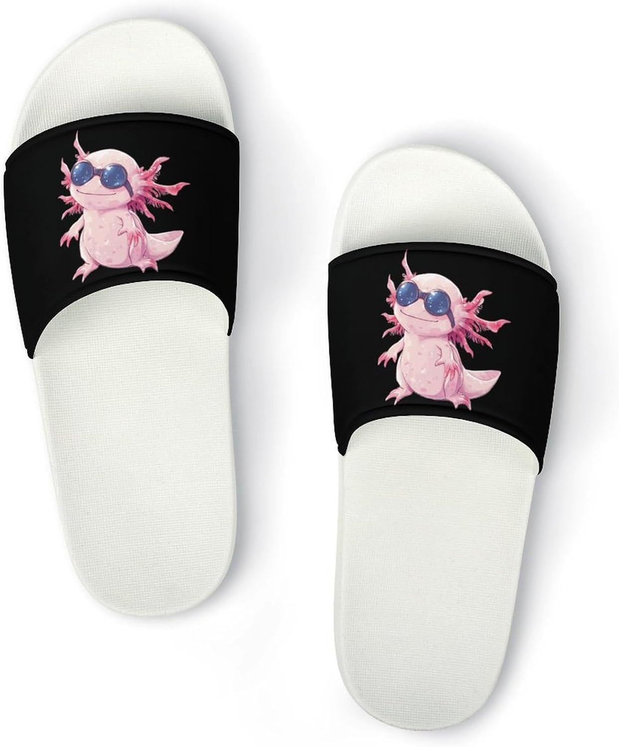 

Крутые женские домашние сандалии с аксалотлем в очках, нескользящие, для ванной и пляжа, мужские шлепанцы Tubiazicol123, черный