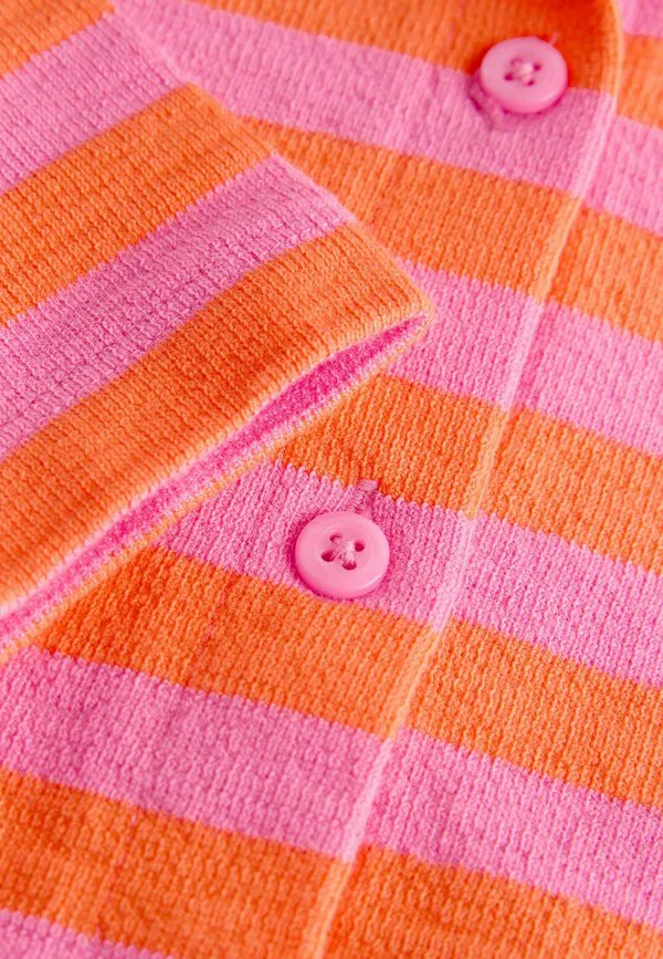 Кардиган в полоску с текстурной отделкой, прямого кроя. Next, Pink Orange — фото 3