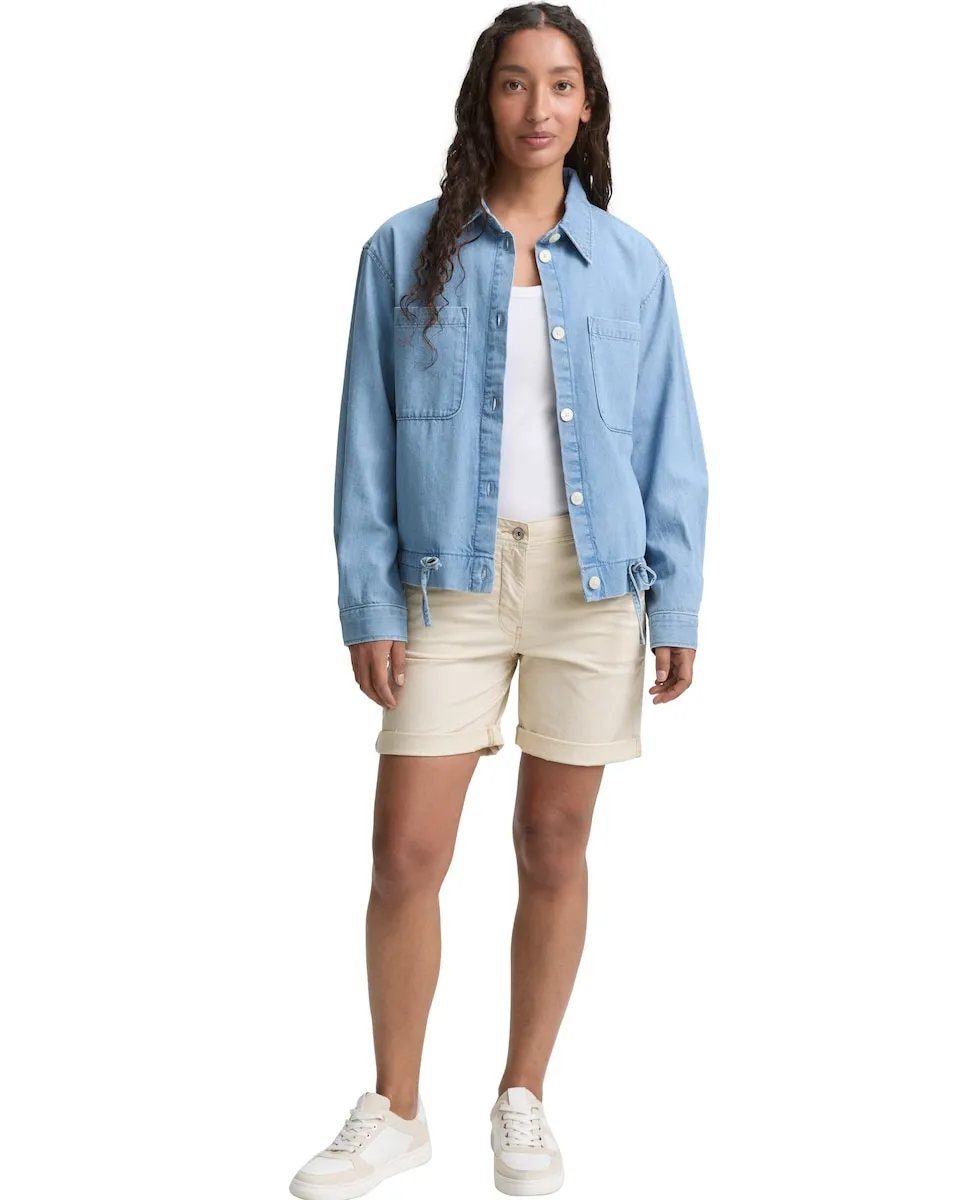 

Женские бермуды гладкие с подвернутым краем Tom Tailor, кремовый