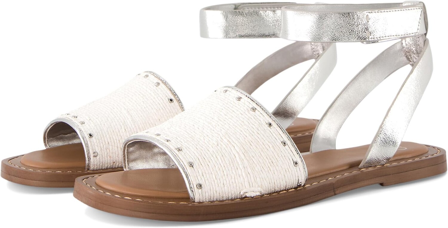 

Сандалии Franco Sarto Rosa Ankle Strap Flat Sandal, цвет White/Silver