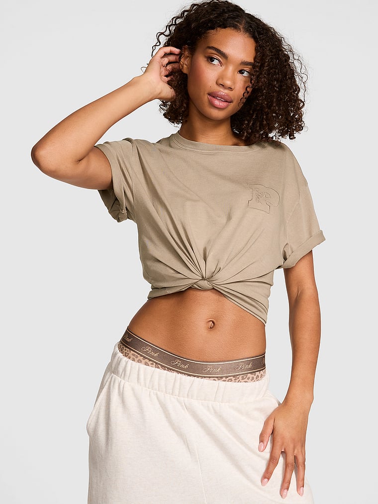 

Хлопковая футболка кампуса Pink, iced coffee