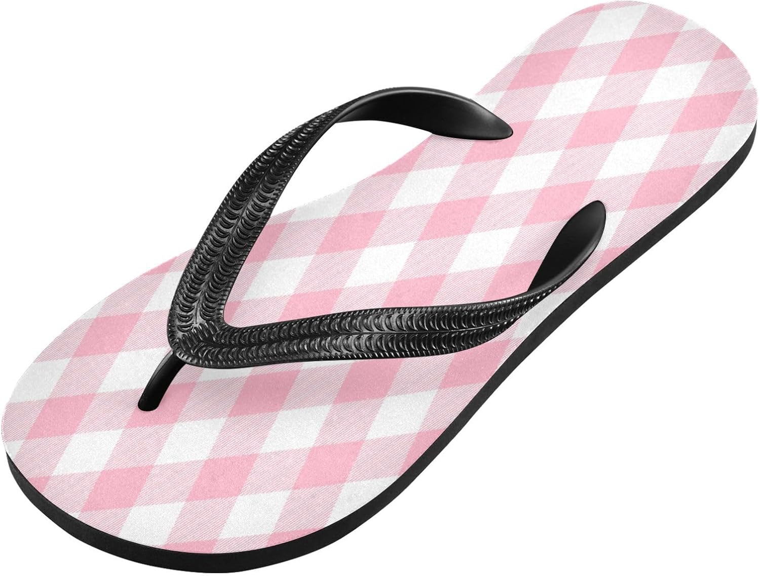 

Розовые шлепанцы в клетку с ремешком между пальцев, пляжные, резиновые, с нескользящей подошвой, летние тапочки, обувь для мужчин и женщин Sinestour