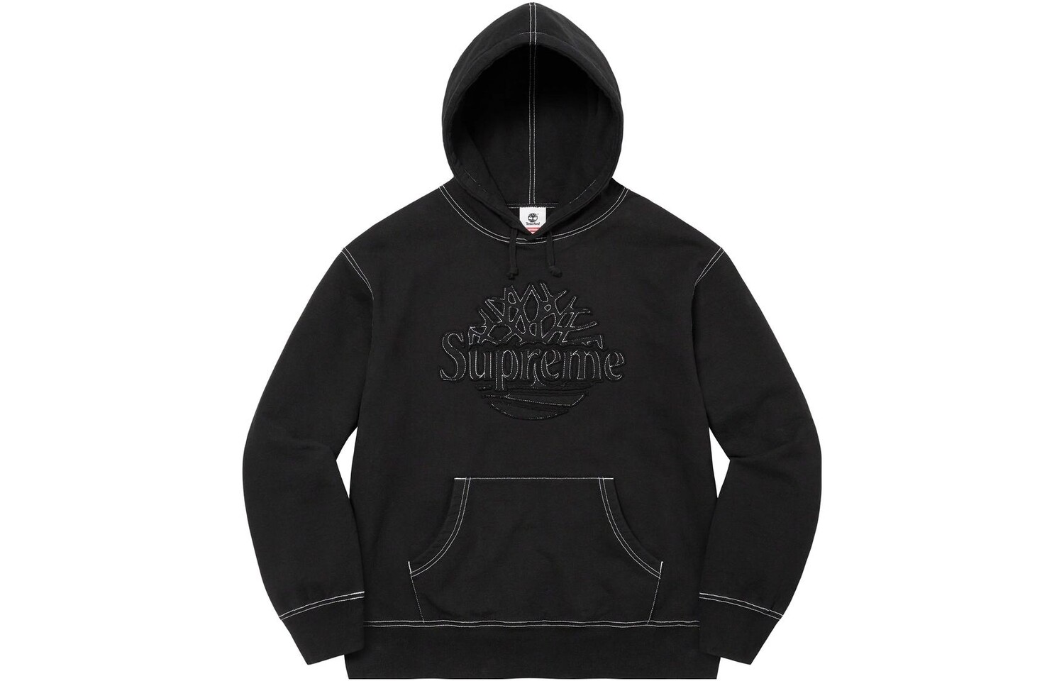 Толстовка Supreme Timberland с карманом-кенгуру, черный — фото 4