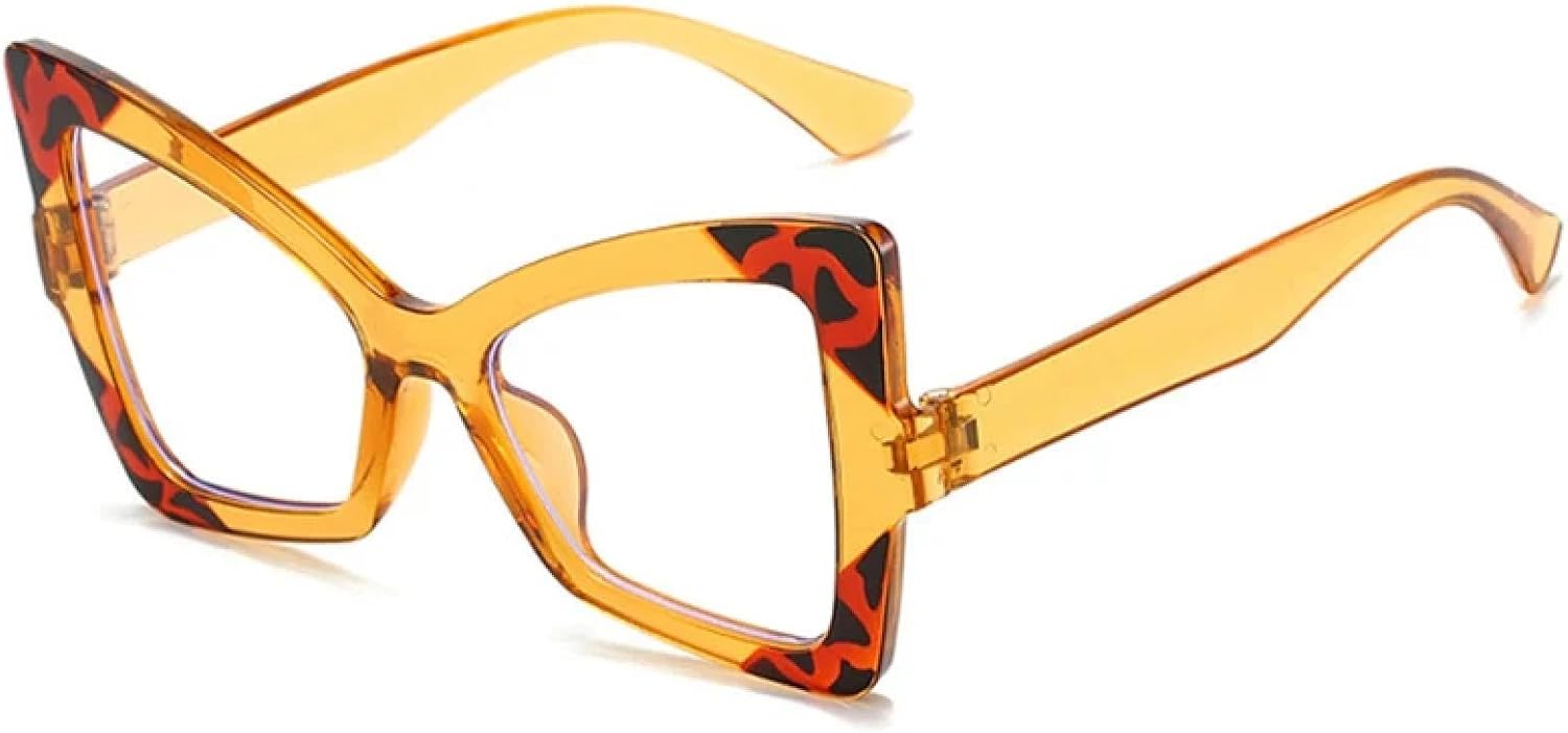 

Модные солнцезащитные очки «кошачий глаз» в крупной оправе для женщин и мужчин, классические солнцезащитные очки для активного отдыха и путешествий с защитой от УФ-излучения UV400 TKKTLLT, Orange Clear