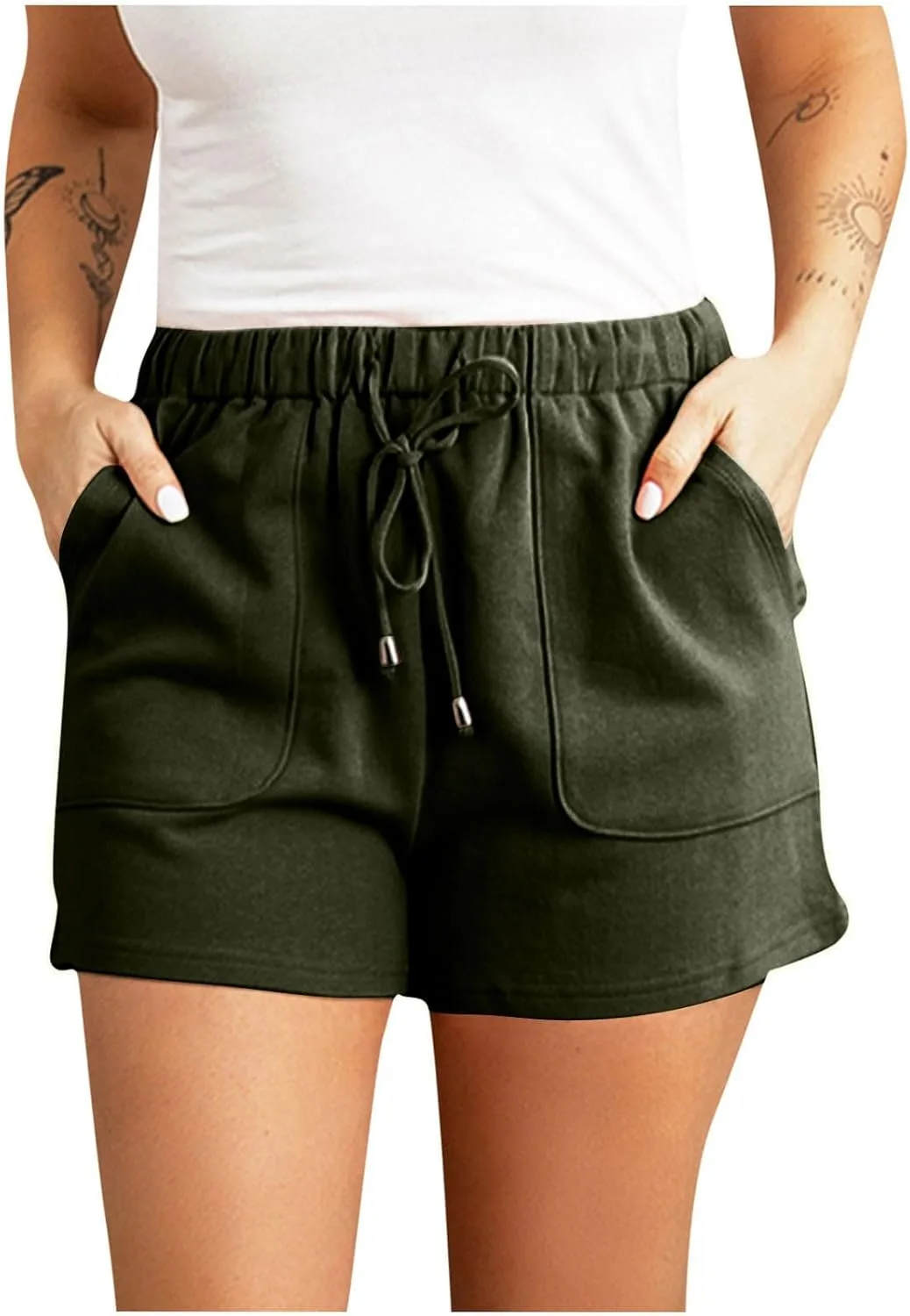 

Женские шорты Athletic Casual 2024 High Waist Drawstring Loose Lightweight