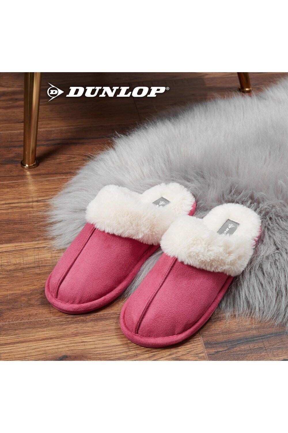 Домашние пушистые тапочки на толстой меховой подкладке Dunlop, розовый — фото 3