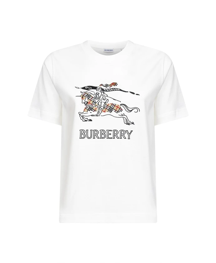 Вышитая хлопковая футболка Burberry, белый