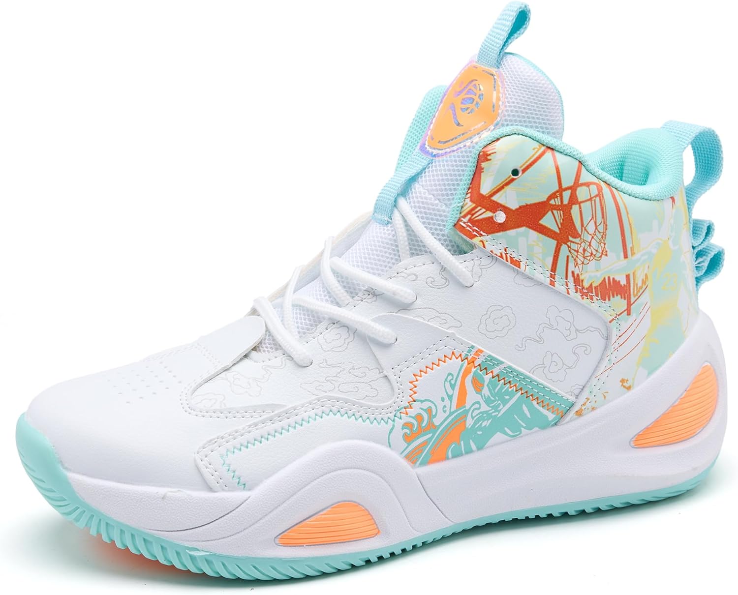 

Мужские баскетбольные кроссовки модные, дышащие, с противоскользящей подошвой, для бега и тренировок на свежем воздухе Kniaiwx, белый/зеленый