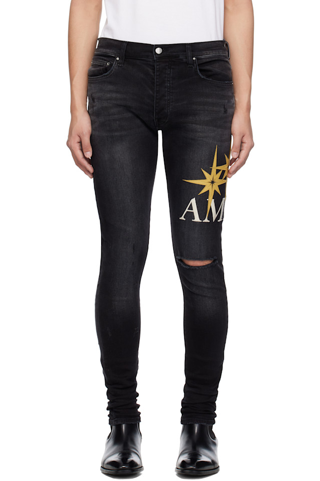 

Джинсы скинни с аппликацией Starburst Amiri, черный