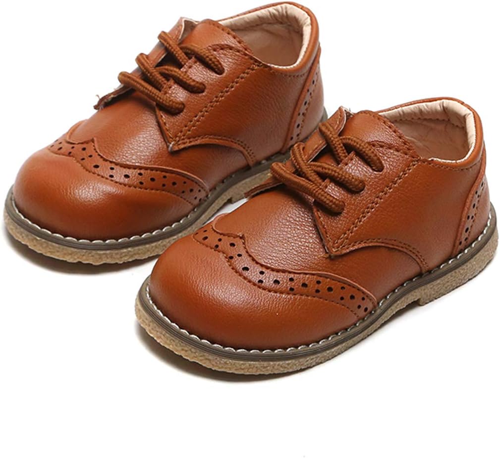 

Детские туфли для мальчиков и девочек, коричневые и черные кожаные лоферы, свадебные туфли оксфорды, школьная форма, плоские туфли YWPENGCAI, коричневый