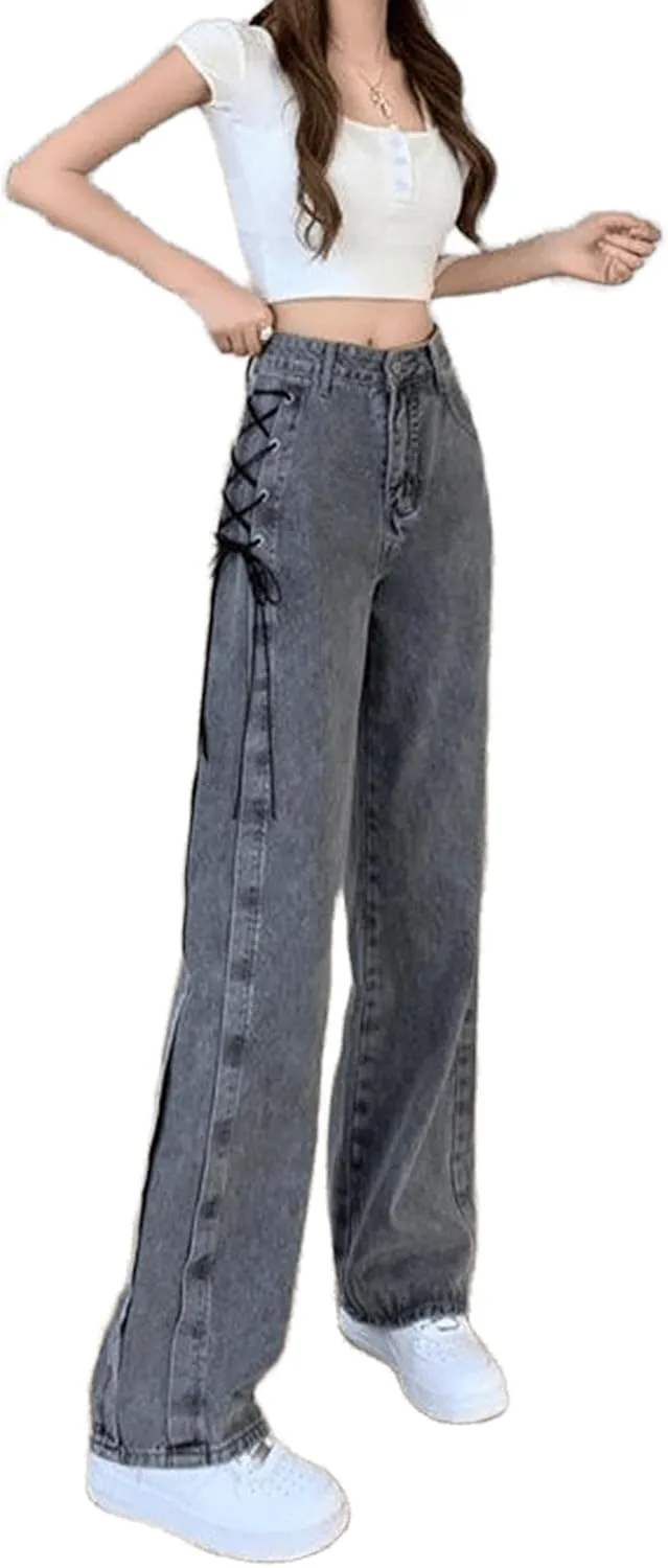 

Y2K женские джинсы high waisted loose straight leg UICIOP