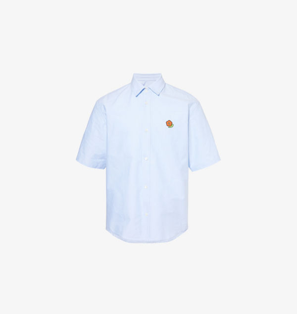 

Рубашка из хлопка с короткими рукавами и принтом Pop Crest Kenzo, голубой