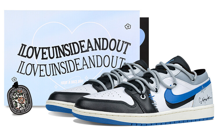 

Кроссовки Air Jordan 1 Vintage Basketball Shoes Women's Low-top Black/white/blue, темно-синий