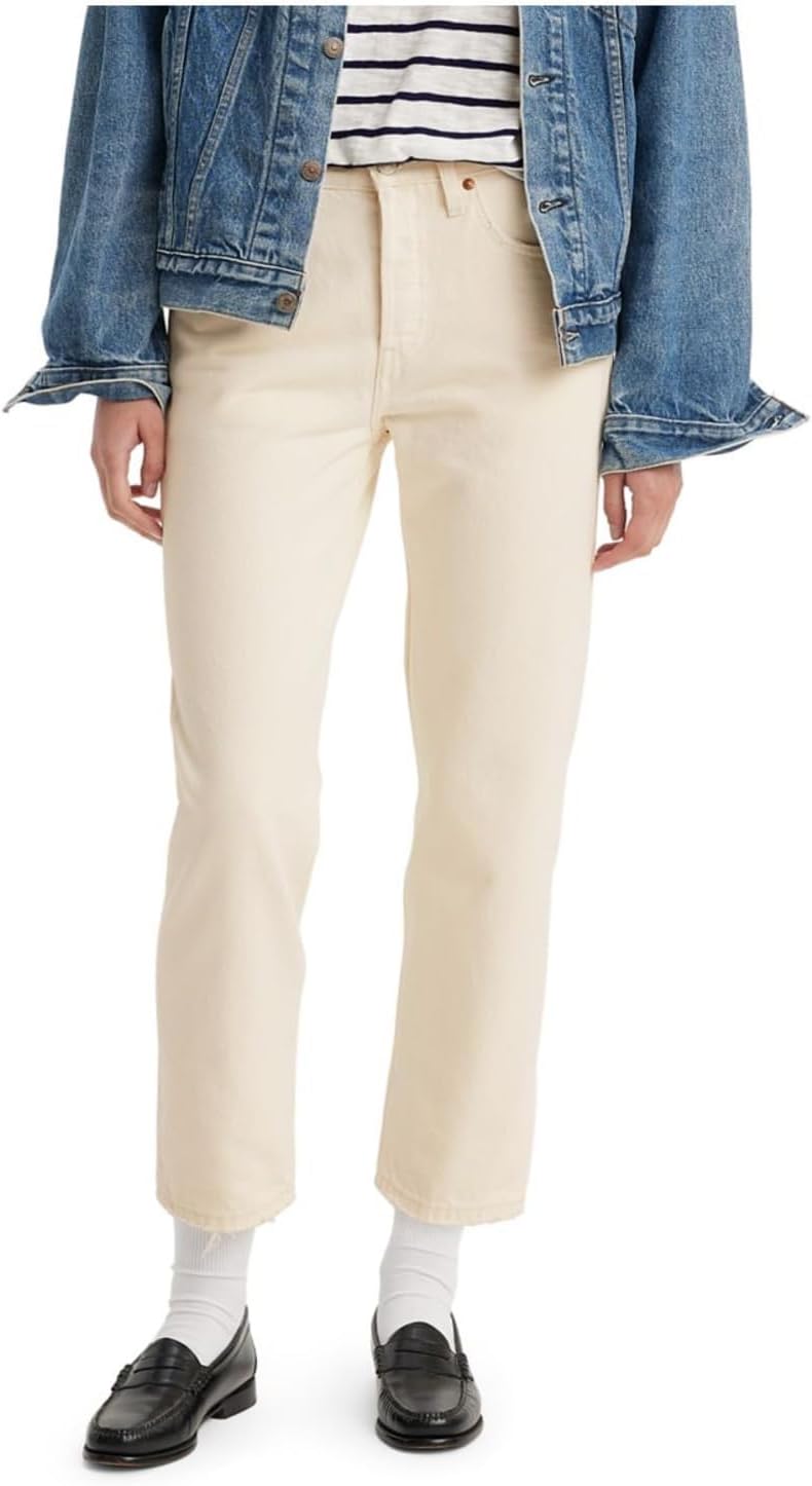 

Levi's Womens Premium 501 Crop, Ecru Booper No Damage