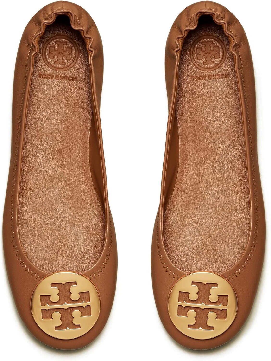 Балетки Minnie Travel Ballet w/ Metal Logo Tory Burch, цвет Royal Tan/Gold — фото 4