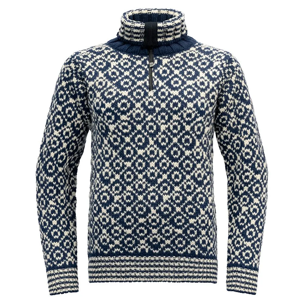 

Свитер DEVOLD OF NORWAY Svalbard Wool Zip Neck, белый/синий